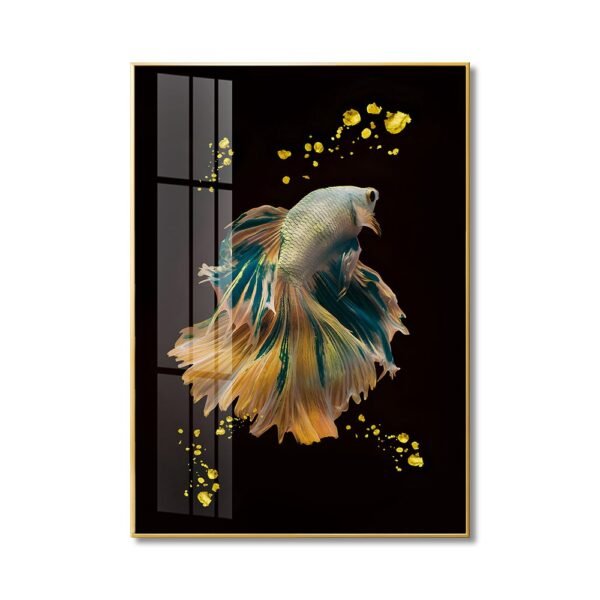 Betta Fish Crystal porcelain painting Aluminum alloy frame with 5D Diamond