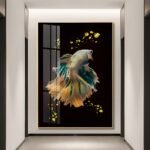 Modern Pink and Gold Abstract Crystal porcelain painting with Aluminum alloy frame - Image 16