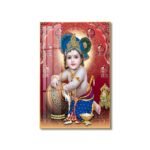 Lord Krishna; Hindu God Crystal Porcelain painting with Aluminium Alloy Frame