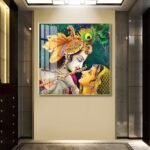 Radha Krishna Hindu Vastu Shastra Crystal Porcelain painting with Aluminium Alloy Frame - Image 4