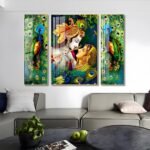 Radha Krishna Hindu Vastu Shastra Crystal Porcelain painting with Aluminium Alloy Frame - Image 5