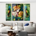 Radha Krishna Hindu Vastu Shastra Crystal Porcelain painting with Aluminium Alloy Frame - Image 3