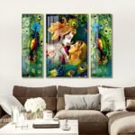 Radha Krishna Hindu Vastu Shastra Crystal Porcelain painting with Aluminium Alloy Frame - Image 2