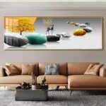 Precious Stones, Tree and Deer Abstract Art Crystal porcelain painting Aluminum alloy frame with 5D Diamond - Image 3