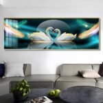 Loving Swan Crystal porcelain painting Aluminum alloy frame with 5D Diamond - Image 5