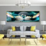 Loving Swan Crystal porcelain painting Aluminum alloy frame with 5D Diamond - Image 2