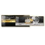 Sailing Boat under the Moonlight Crystal porcelain painting Aluminum alloy frame
