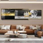 Golden Abstract Flower Crystal porcelain painting Aluminum alloy frame with 5D Diamond - Image 21