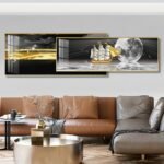 Golden Abstract Flower Crystal porcelain painting Aluminum alloy frame with 5D Diamond - Image 22