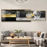 Golden Abstract Flower Crystal porcelain painting Aluminum alloy frame with 5D Diamond - Image 24