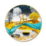 The Golden Deer Crystal porcelain painting Aluminum alloy frame with 5D Diamond