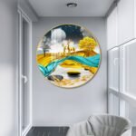 The Golden Deer Crystal porcelain painting Aluminum alloy frame with 5D Diamond - Image 2