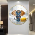 Elephant covered in Precious Jewels Abstract Crystal porcelain painting Aluminum alloy frame with 5D Diamond - Image 2