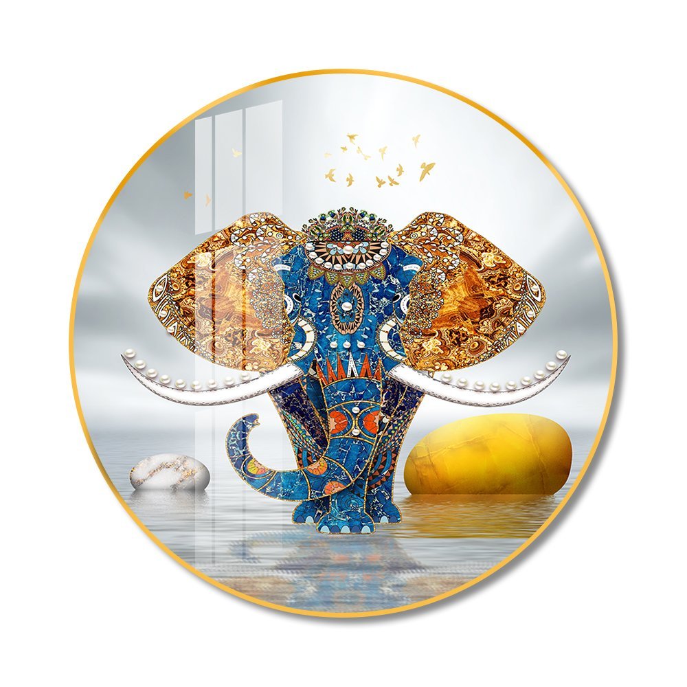 55 Elephant covered in Precious Jewels Abstract Crystal porcelain painting Aluminum alloy frame with 5D Diamond - Image 1