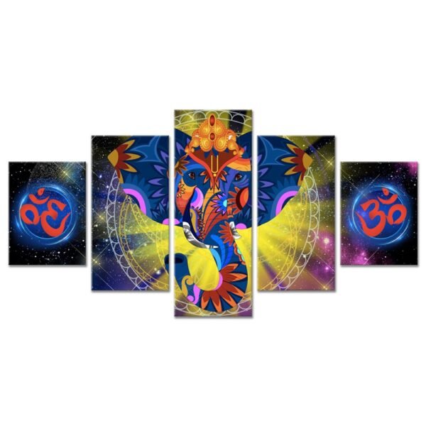 Lord Gunesha 5 piece canvas wall art Vastu Shastra; Hinduism