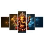 Lord Gunesha 5 piece canvas wall art Vastu Shastra; Hinduism