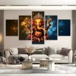 Lord Gunesha 5 piece canvas wall art Vastu Shastra; Hinduism - Image 5