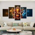 Lord Gunesha 5 piece canvas wall art Vastu Shastra; Hinduism - Image 4