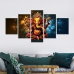 Lord Gunesha 5 piece canvas wall art Vastu Shastra; Hinduism - Image 2