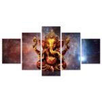 Lord Gunesha 5 piece canvas wall art Vastu Shastra; Hinduism