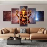 Lord Gunesha 5 piece canvas wall art Vastu Shastra; Hinduism - Image 2