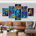 Radha Krishna 5 piece canvas wall art Vastu Shastra; Hinduism - Image 4