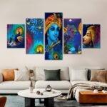 Radha Krishna 5 piece canvas wall art Vastu Shastra; Hinduism - Image 3