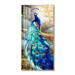Dazzling Peacock Magical feathers Crystal porcelain painting Aluminum alloy frame with 5d Diamond; Feng Shui
