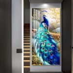 Dazzling Peacock Magical feathers Crystal porcelain painting Aluminum alloy frame with 5d Diamond; Feng Shui - Image 5