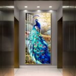 Dazzling Peacock Magical feathers Crystal porcelain painting Aluminum alloy frame with 5d Diamond; Feng Shui - Image 2