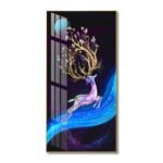 Heavenly Deer and Moon in the night Sky Crystal porcelain painting Aluminum alloy frame with 5D Diamond