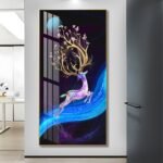 Heavenly Deer and Moon in the night Sky Crystal porcelain painting Aluminum alloy frame with 5D Diamond - Image 4