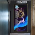 Heavenly Deer and Moon in the night Sky Crystal porcelain painting Aluminum alloy frame with 5D Diamond - Image 3