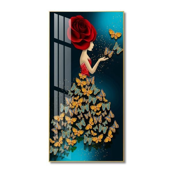 Loving Butterfly Flower Girl Abstract Crystal porcelain painting Aluminum alloy frame with 5D Diamond