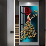 Loving Butterfly Flower Girl Abstract Crystal porcelain painting Aluminum alloy frame with 5D Diamond - Image 5