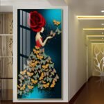 Loving Butterfly Flower Girl Abstract Crystal porcelain painting Aluminum alloy frame with 5D Diamond - Image 4