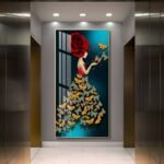 Loving Butterfly Flower Girl Abstract Crystal porcelain painting Aluminum alloy frame with 5D Diamond - Image 3