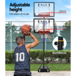 Everfit Adjustable Portable Basketball Stand Hoop System Rim - Image 3
