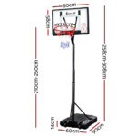 Everfit Adjustable Portable Basketball Stand Hoop System Rim - Image 2