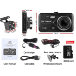 UL Tech 4 Inch Dual Camera Dash Camera - Black - Image 2