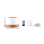 DEVANTI Aroma Diffuser Aromatherapy LED Night Light Air Humidifier Purifier Round Light Wood Grain 500ml Remote Control - Image 2