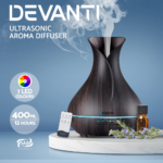 Devanti 400ml 4 in 1 Aroma Diffuser with remote control- Dark Wood - Image 7