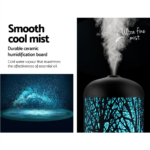 DEVANTI Aroma Diffuser Aromatherapy LED Night Light Iron Air Humidifier Black Forrest Pattern 160ml - Image 2