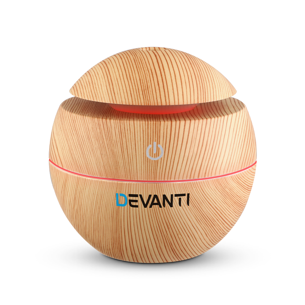 DIFF-YX003-LW-00 Devanti Aromatherapy Diffuser Aroma Essential Oils Air Humidifier LED Light 130ml - Image 1