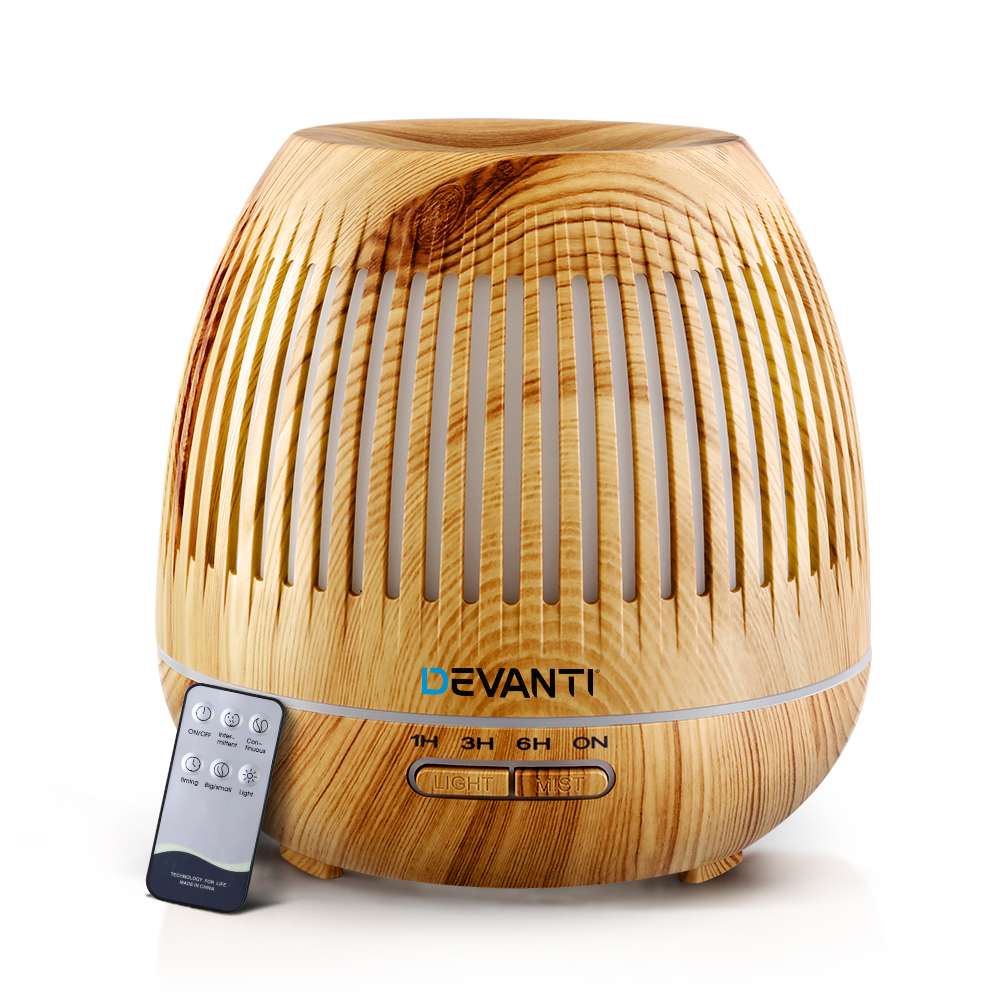 DIFF-YX130-LW-00 Devanti Aromatherapy Diffuser Aroma Essential Oils Air Humidifier LED Light 400ml - Image 1