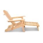 Gardeon Adirondack Outdoor Chairs Wooden Sun Lounge Patio Furniture Garden Natural - Image 3