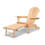 Gardeon Adirondack Outdoor Chairs Wooden Sun Lounge Patio Furniture Garden Natural - Image 8