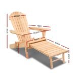 Gardeon 2PC Adirondack Outdoor Chairs Wooden Sun Lounge Patio Furniture Garden Natural - Image 2