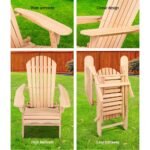 Gardeon 2PC Adirondack Outdoor Chairs Wooden Sun Lounge Patio Furniture Garden Natural - Image 4