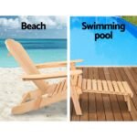 Gardeon 2PC Adirondack Outdoor Chairs Wooden Sun Lounge Patio Furniture Garden Natural - Image 6